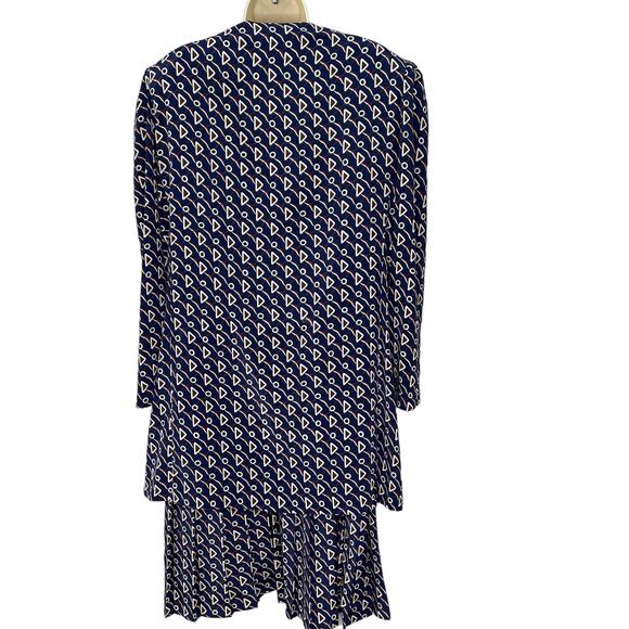 Vintage Liz Roberts Drop Waist Dress Modesty Inset 2 Piece Navy Blue Size 16/XL - Picture 2 of 8